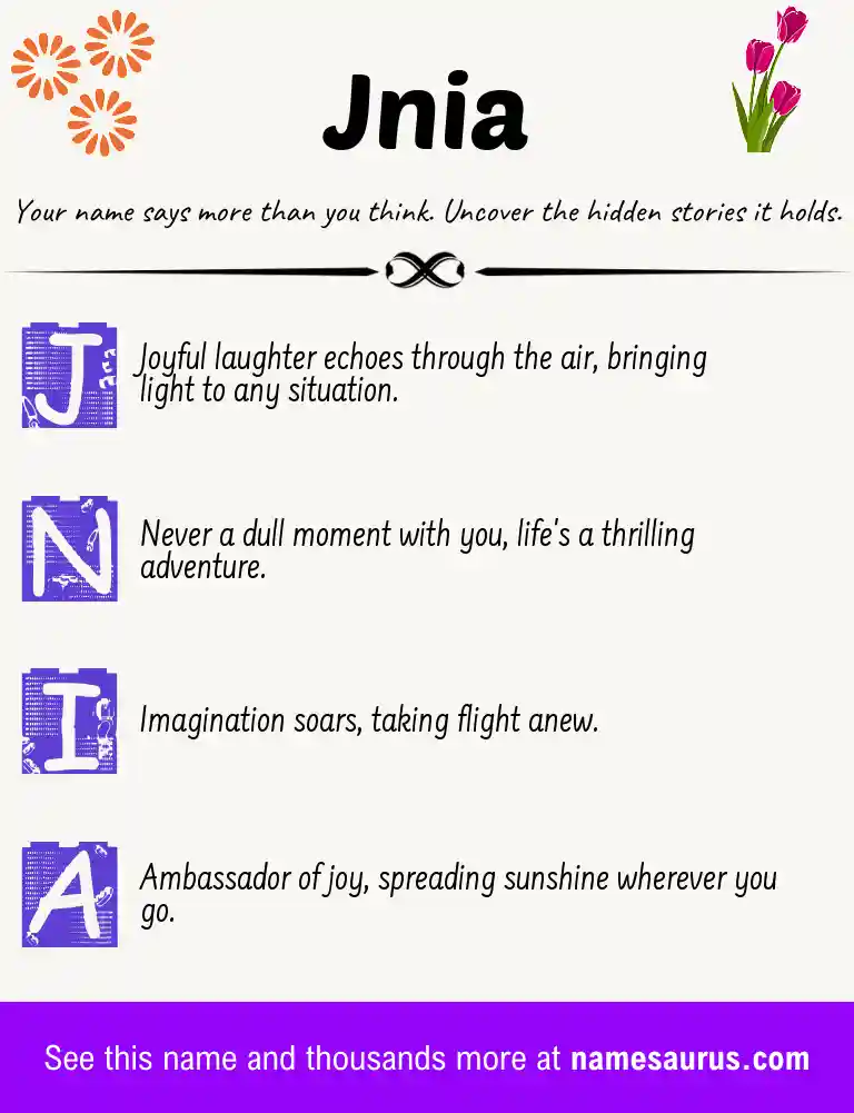Acrostic poem about Jnia.