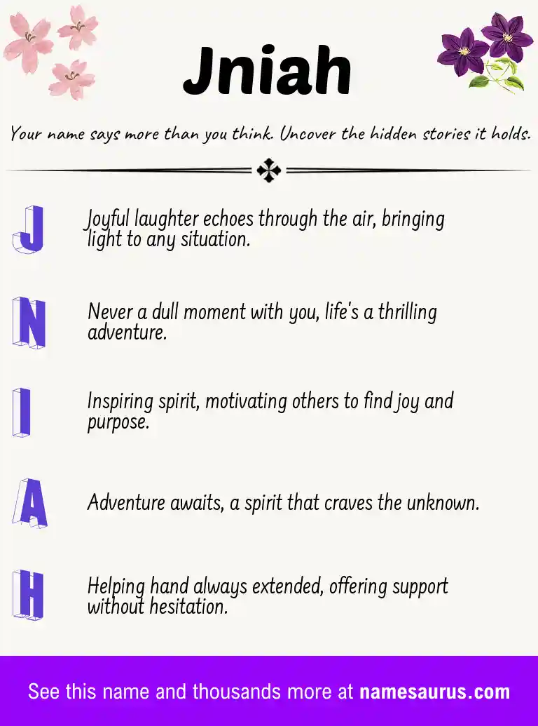Acrostic poem about Jniah.
