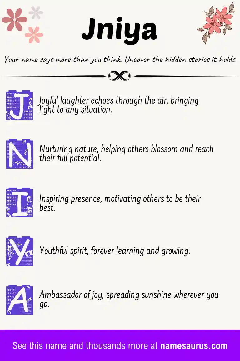 Acrostic poem about Jniya.