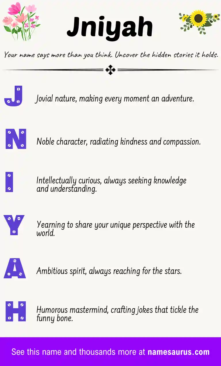 Acrostic poem about Jniyah.