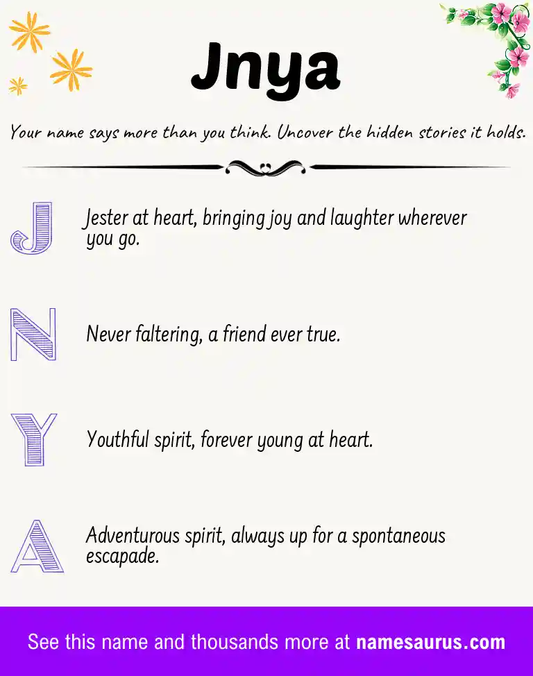 Acrostic poem about Jnya.