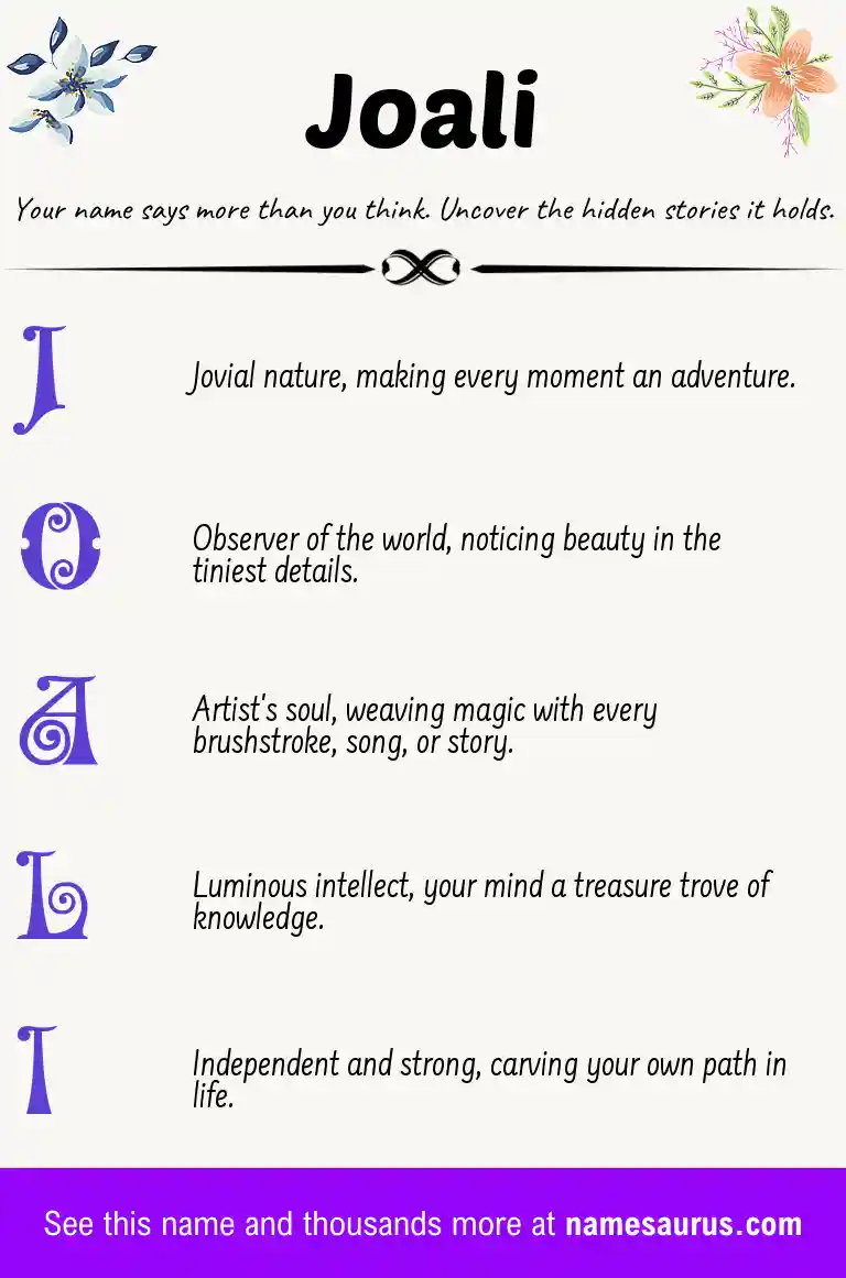 Acrostic poem about Joali.