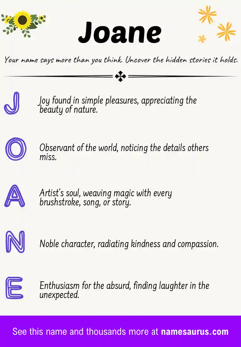 Acrostic poem about Joane.