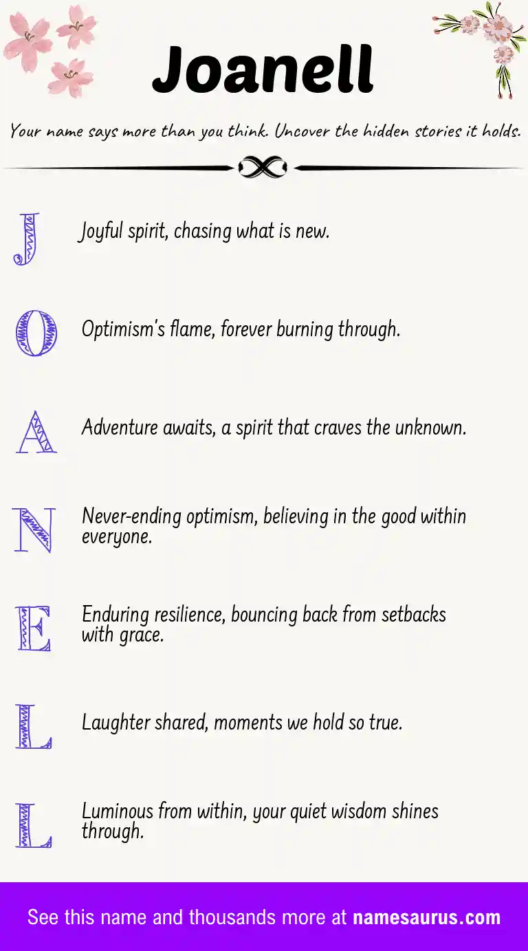 Acrostic poem about Joanell.