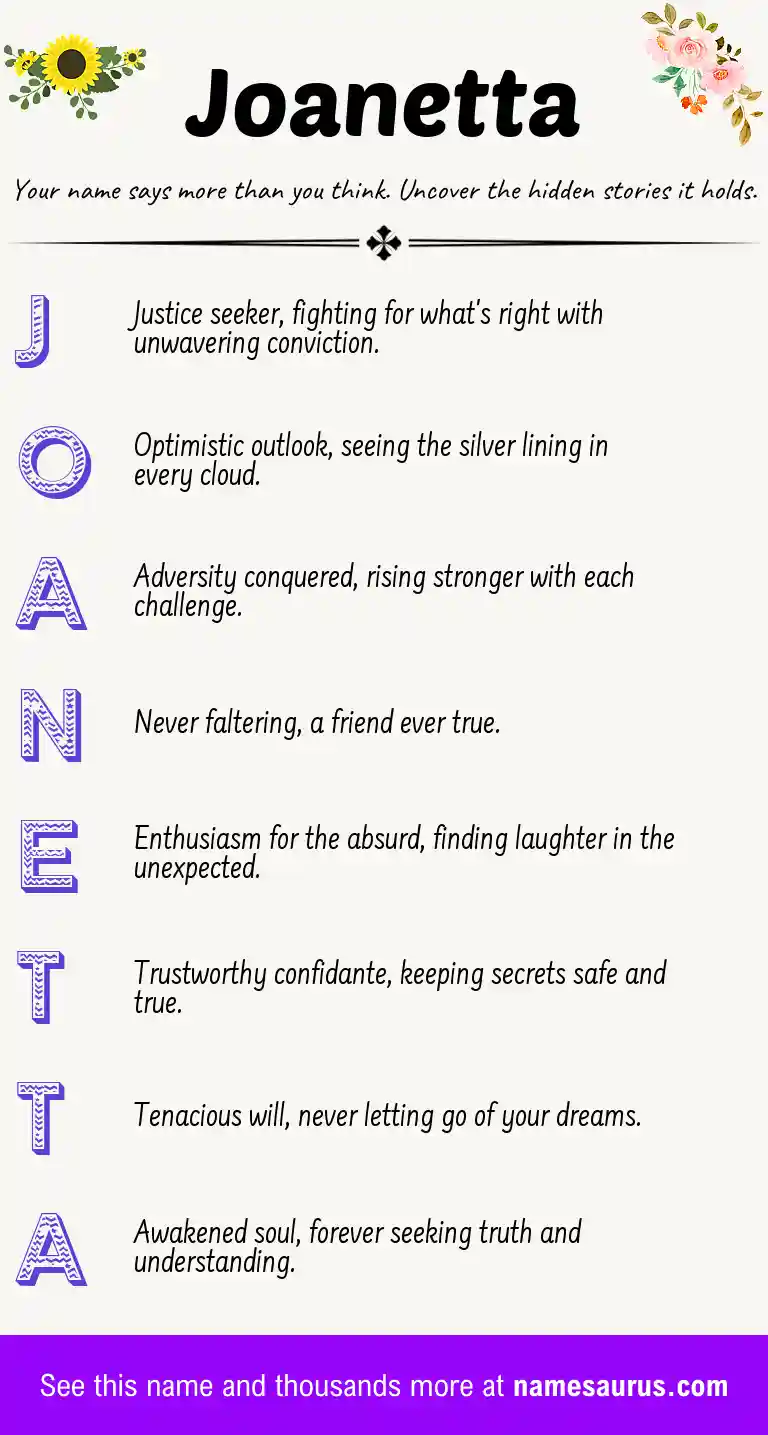 Acrostic poem about Joanetta.