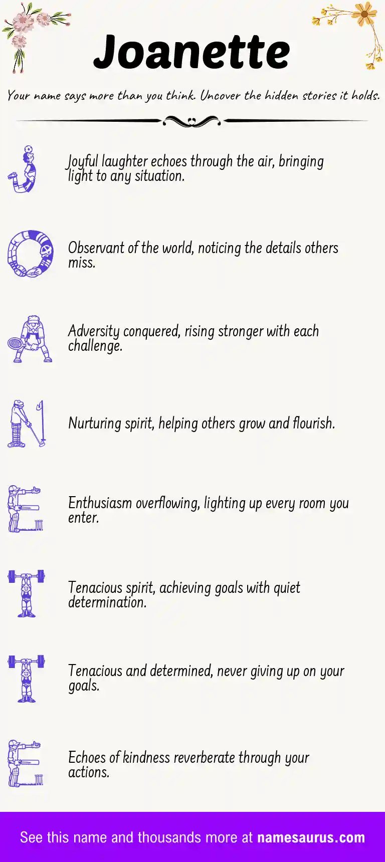 Acrostic poem about Joanette.