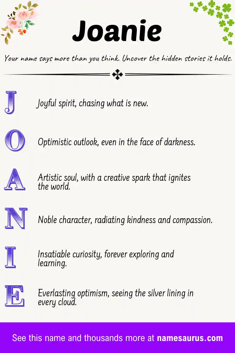 Acrostic poem about Joanie.