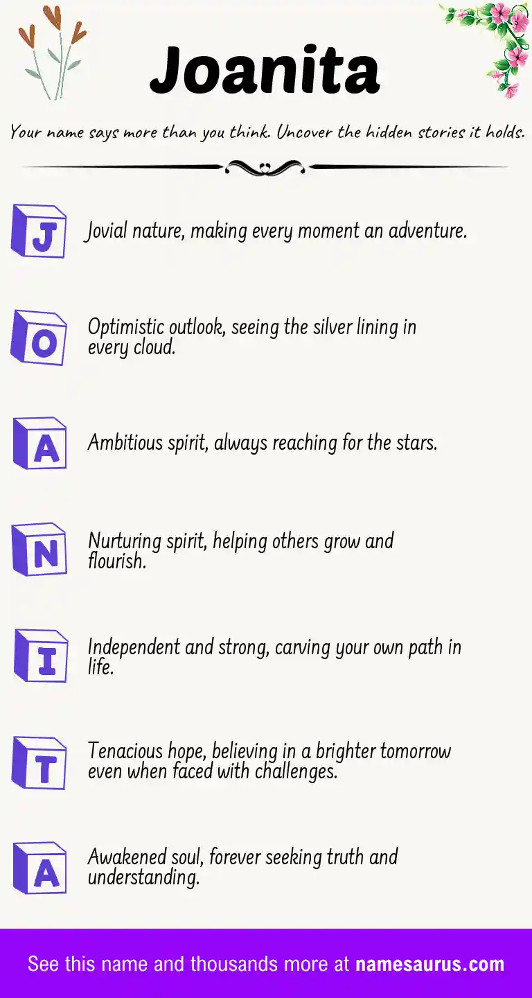 Acrostic poem about Joanita.