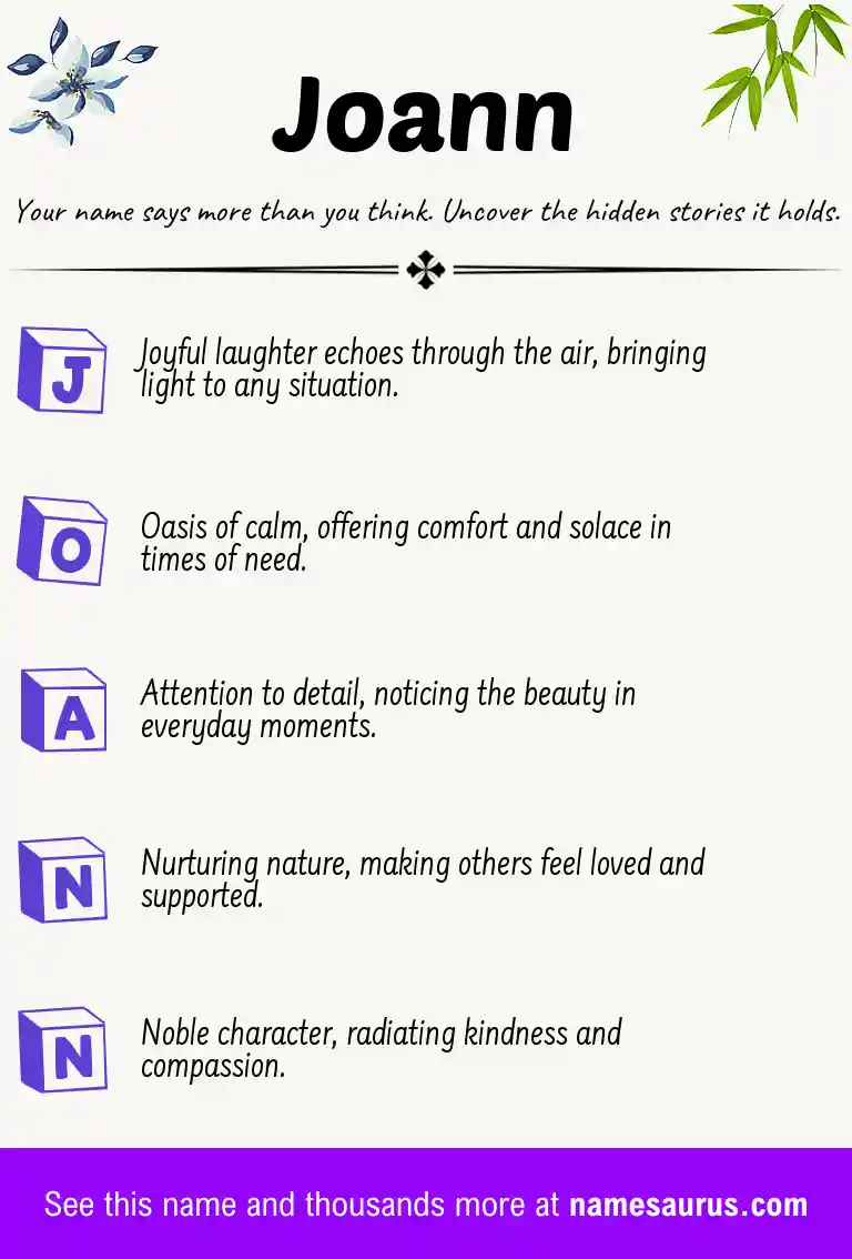 Acrostic poem about Joann.