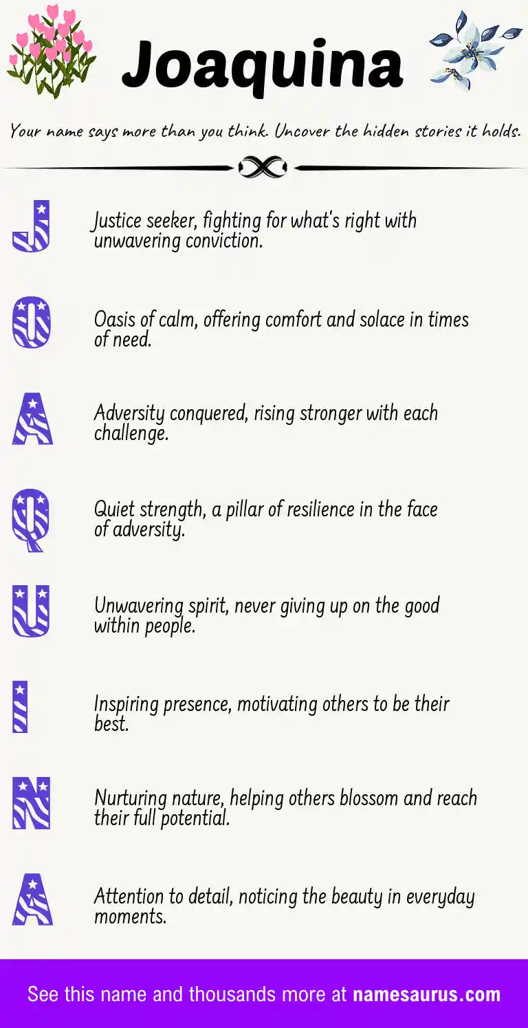 Acrostic poem about Joaquina.