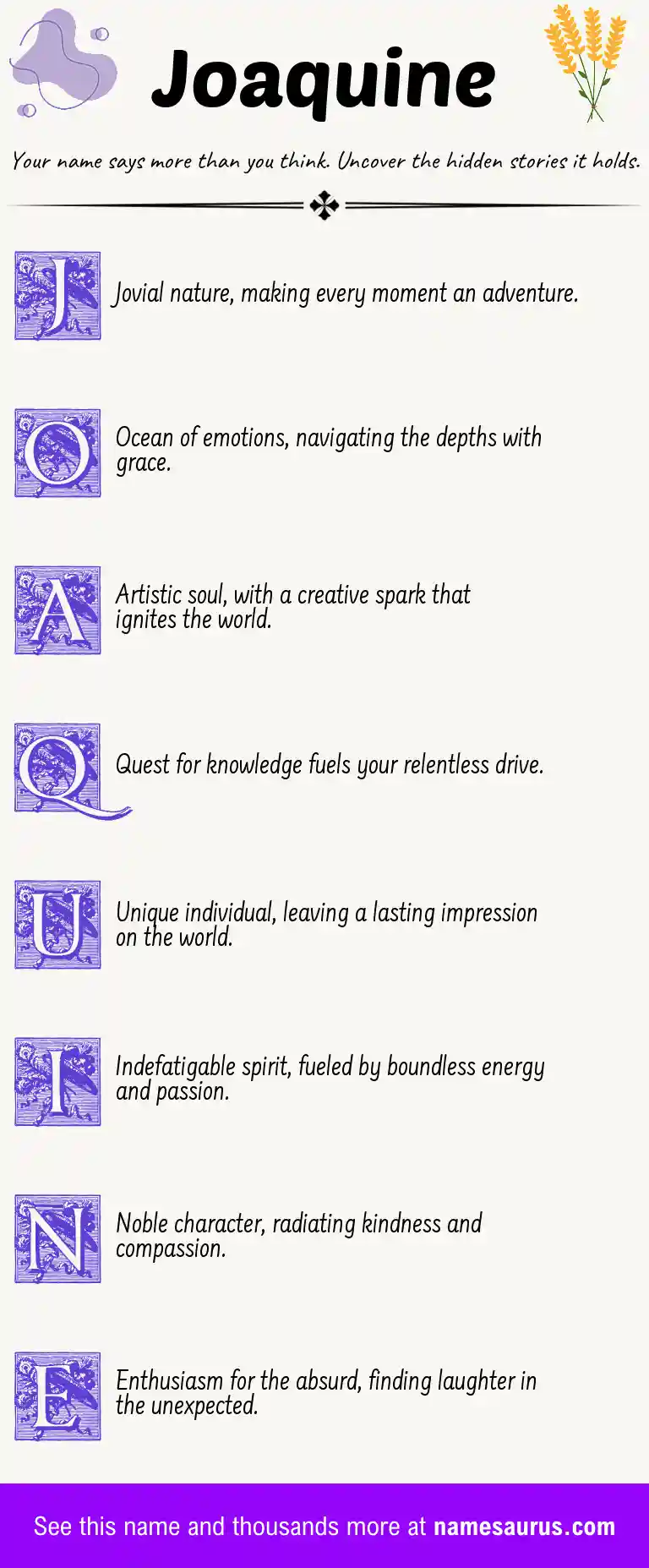 Acrostic poem about Joaquine.