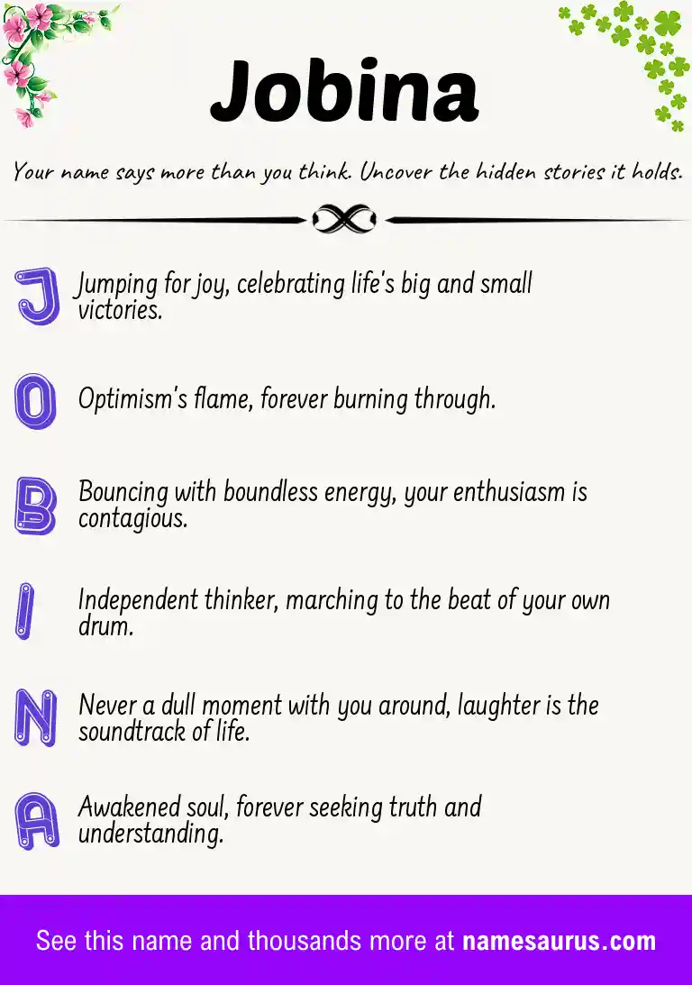 Acrostic poem about Jobina.