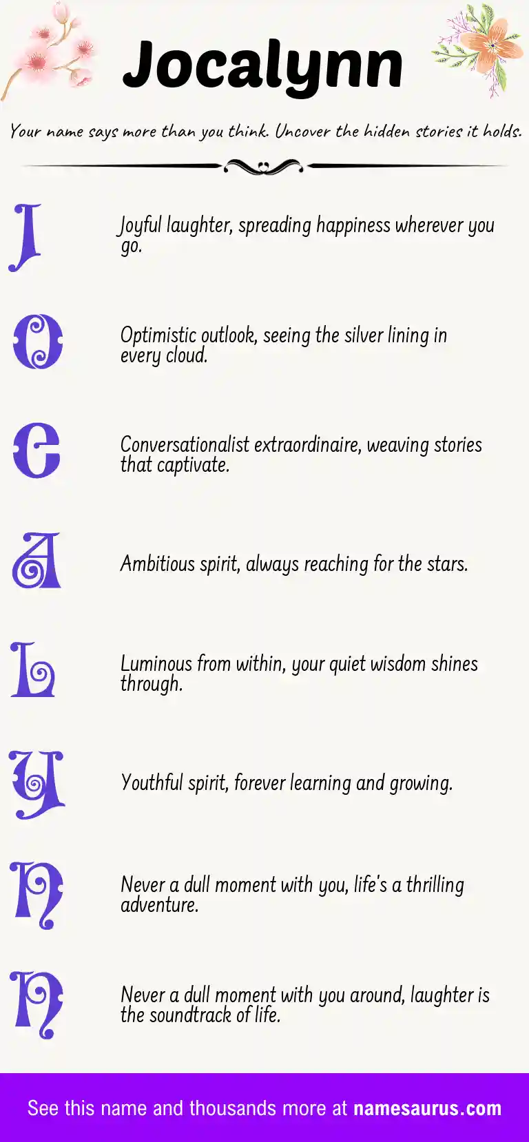 Acrostic poem about Jocalynn.