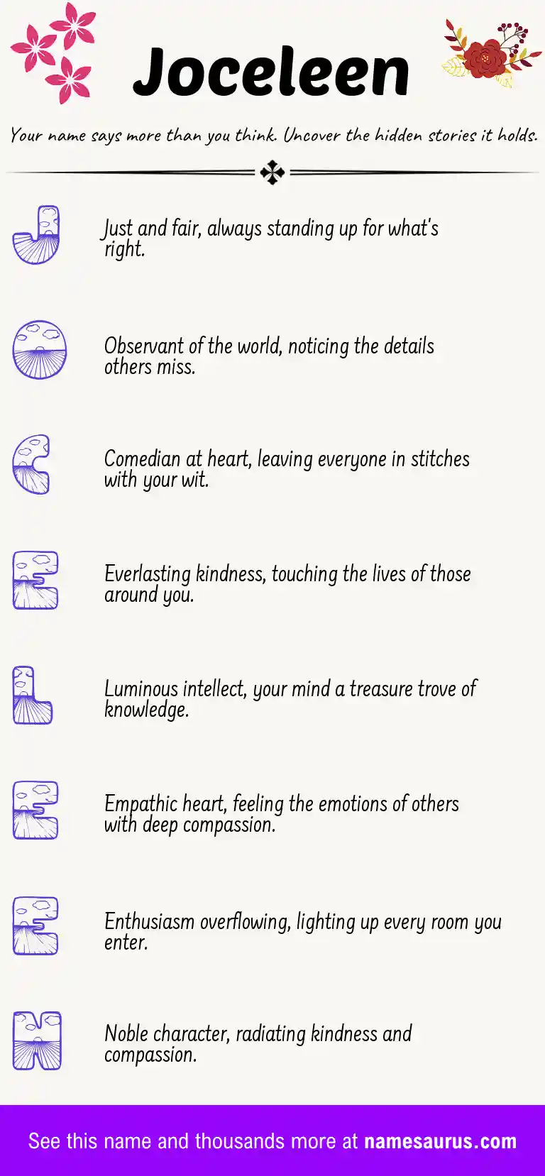 Acrostic poem about Joceleen.