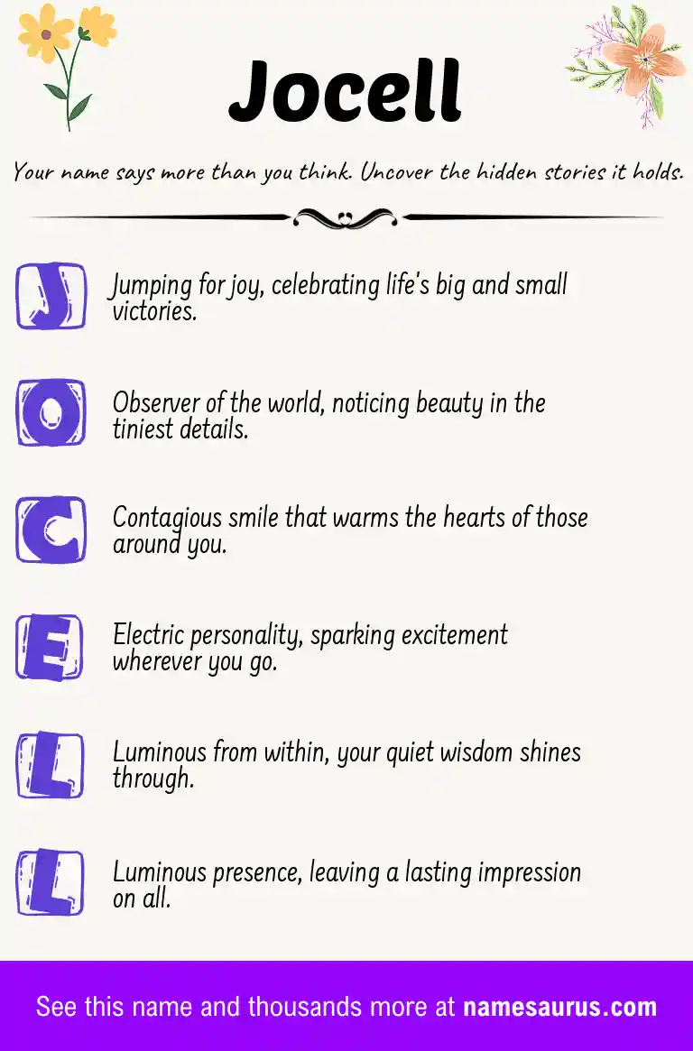 Acrostic poem about Jocell.