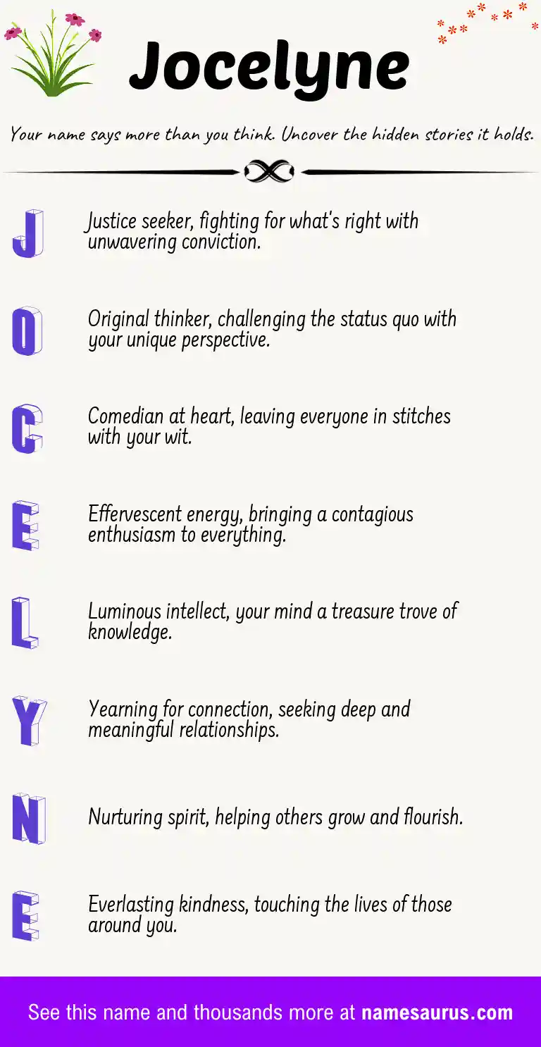 Acrostic poem about Jocelyne.