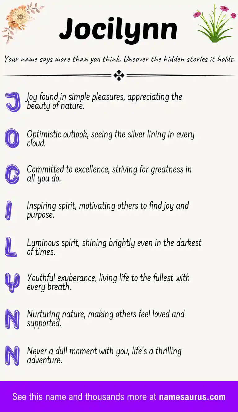 Acrostic poem about Jocilynn.