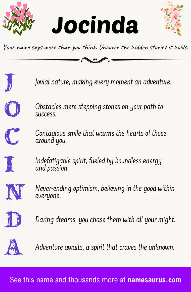 Acrostic poem about Jocinda.