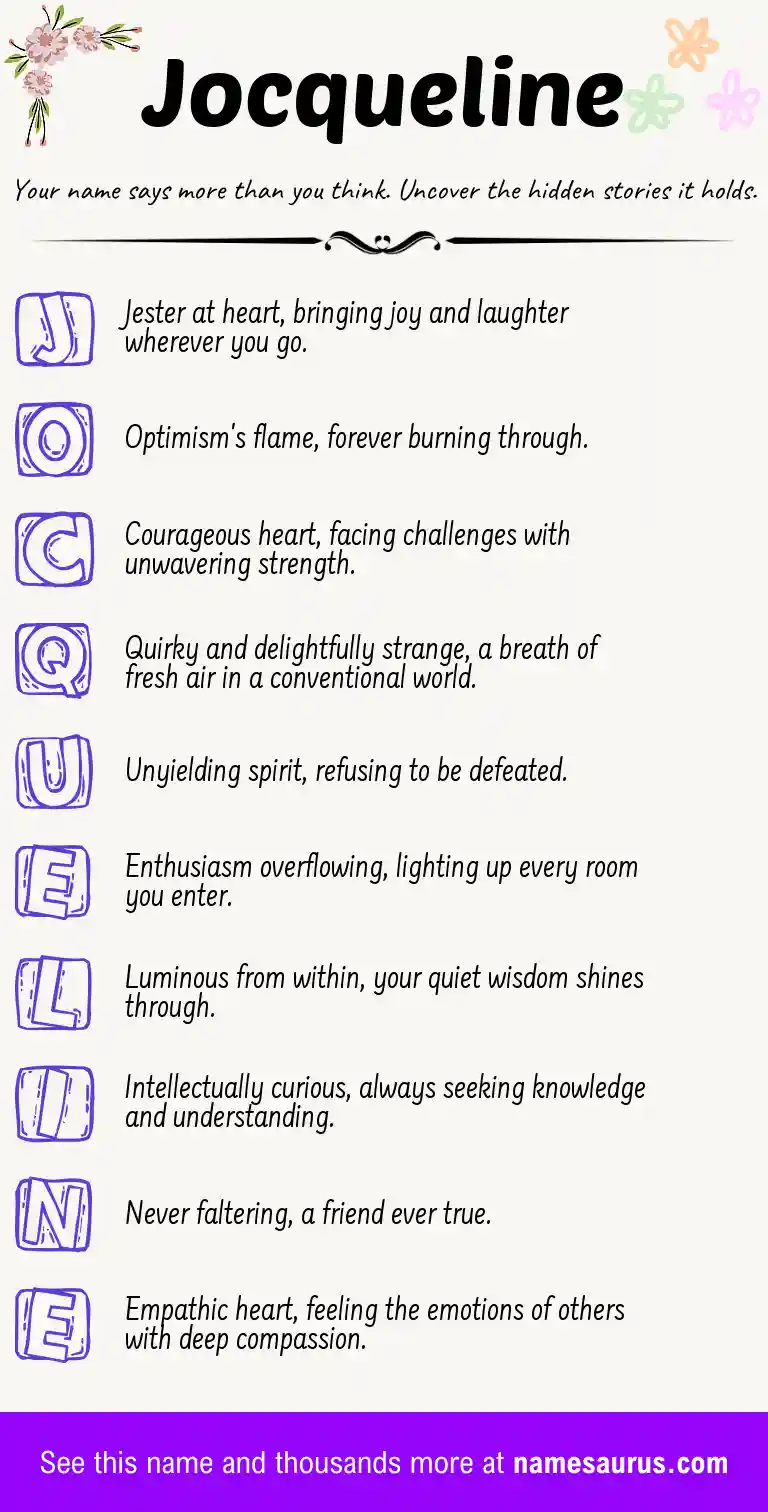 Acrostic poem about Jocqueline.