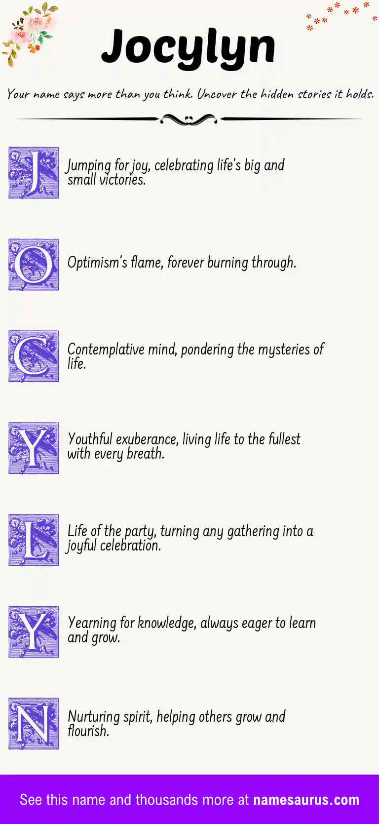 Acrostic poem about Jocylyn.