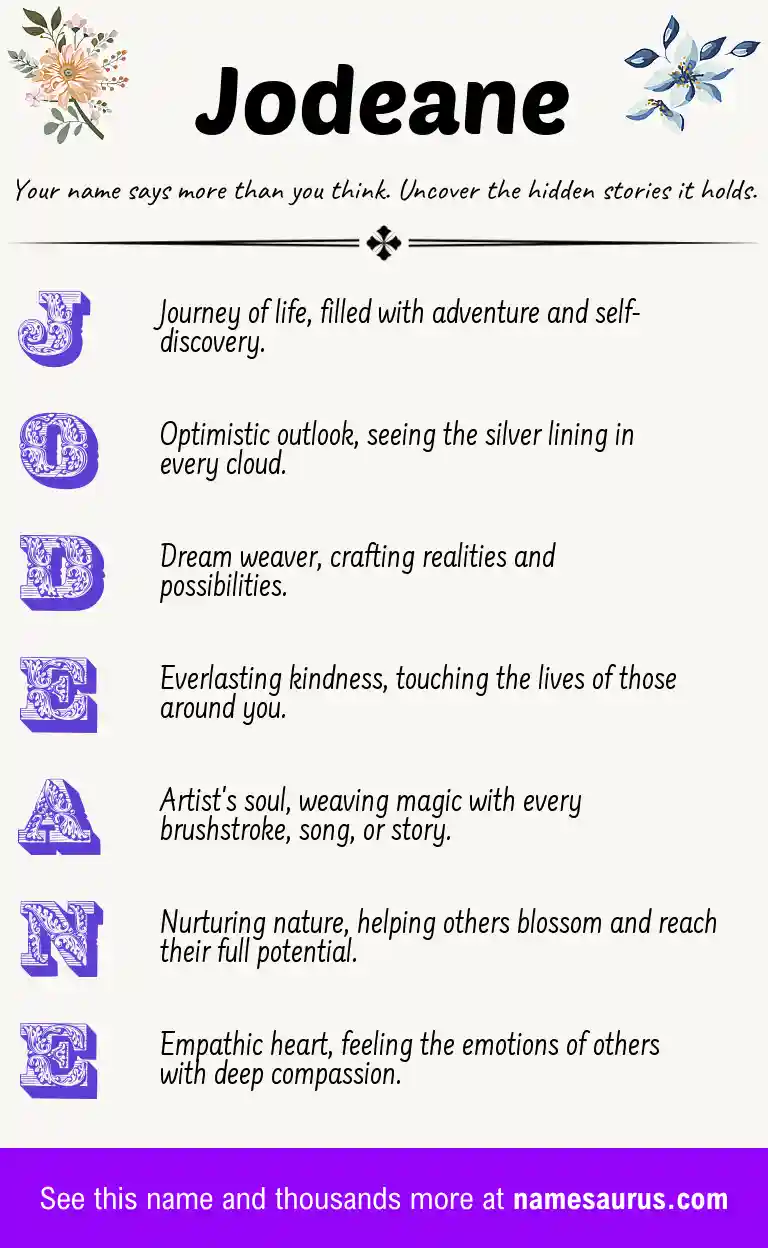 Acrostic poem about Jodeane.