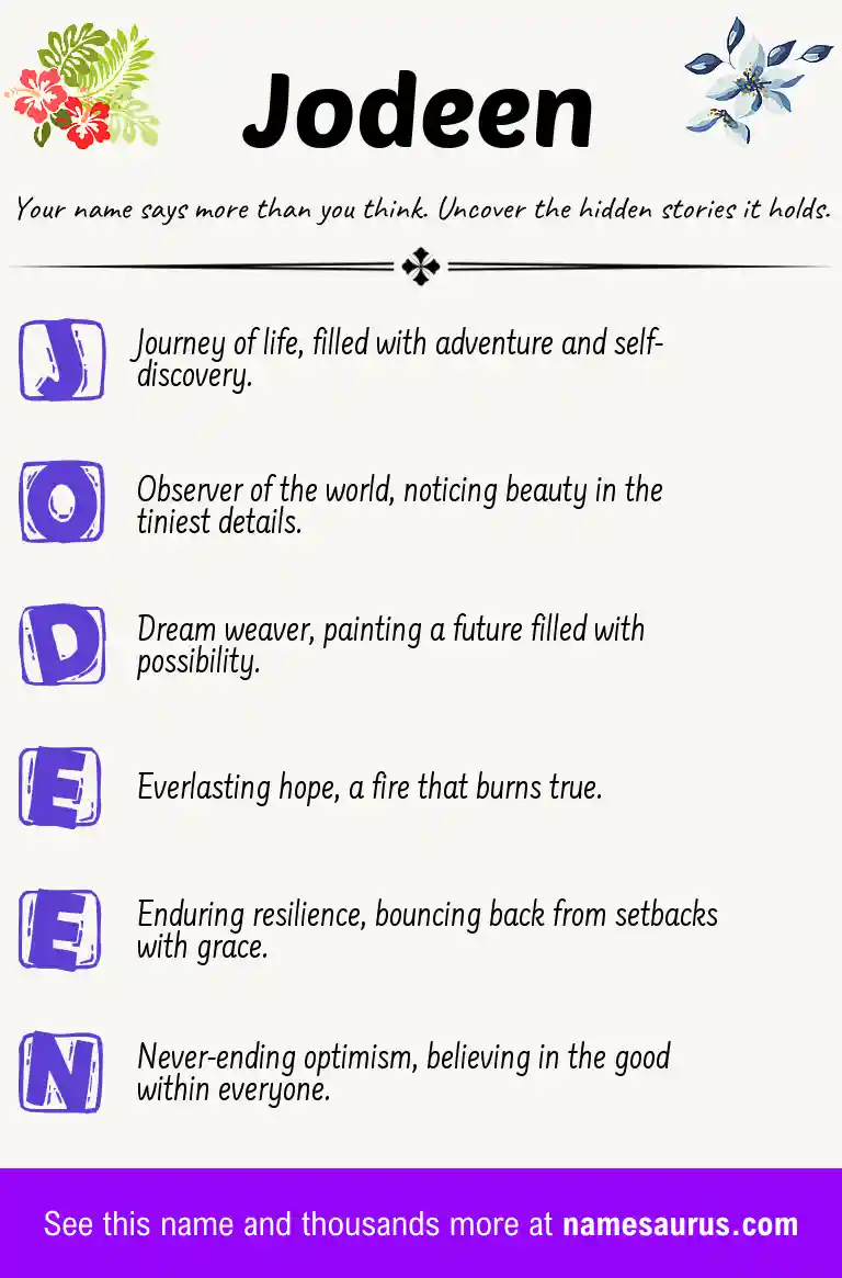 Acrostic poem about Jodeen.