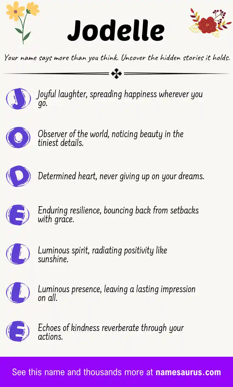 Acrostic poem about Jodelle.