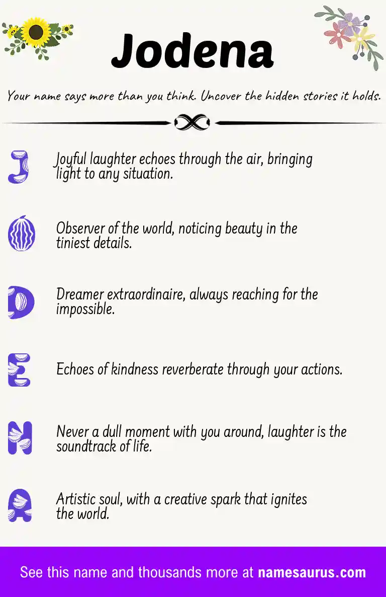 Acrostic poem about Jodena.