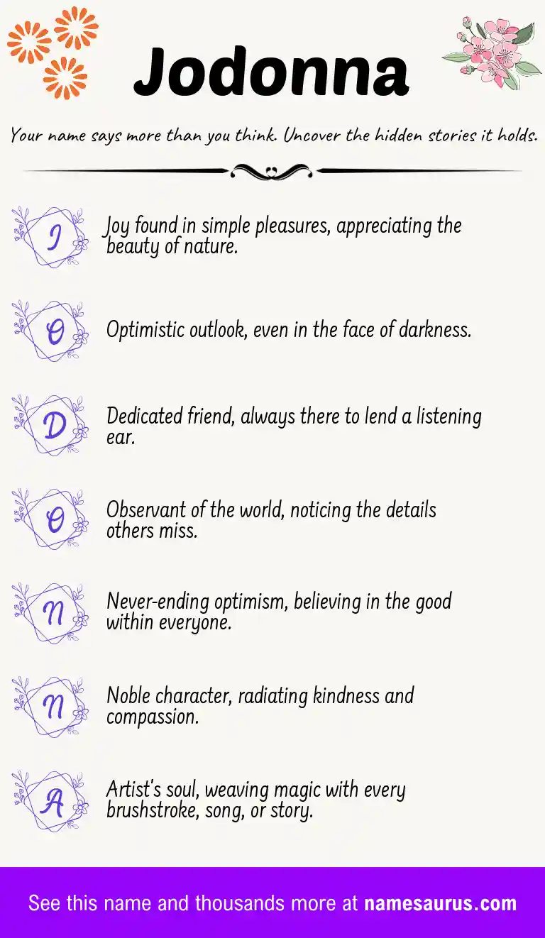 Acrostic poem about Jodonna.
