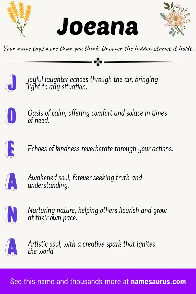 Acrostic poem about Joeana.