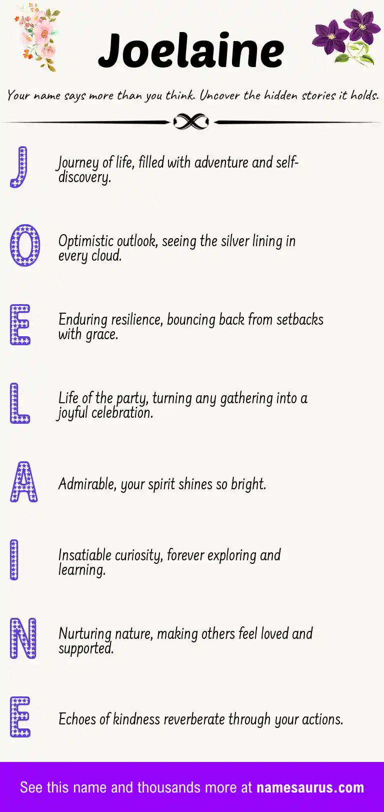 Acrostic poem about Joelaine.