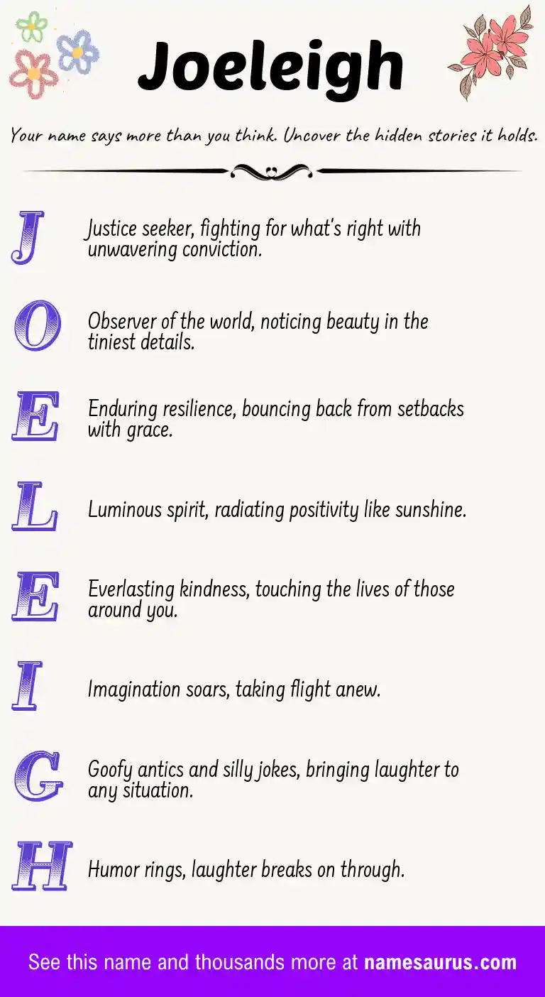 Acrostic poem about Joeleigh.