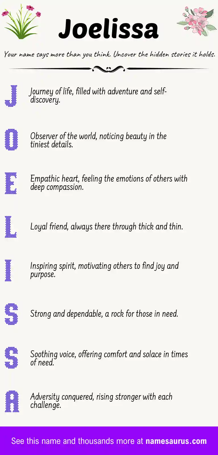 Acrostic poem about Joelissa.