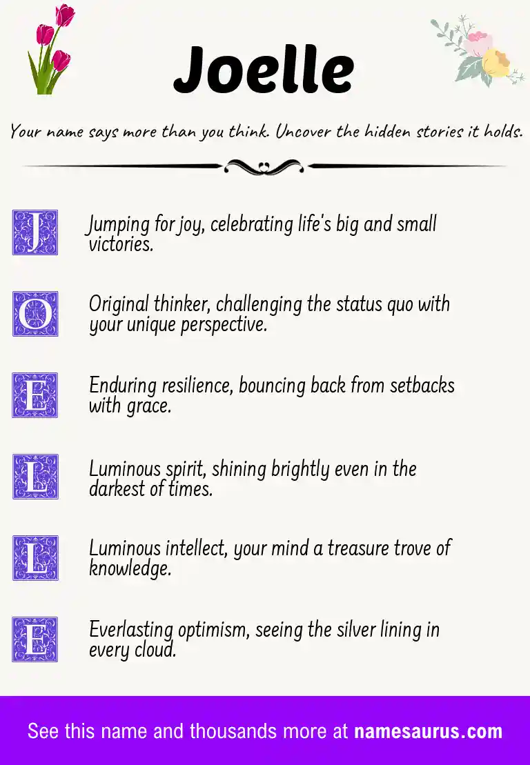 Acrostic poem about Joelle.