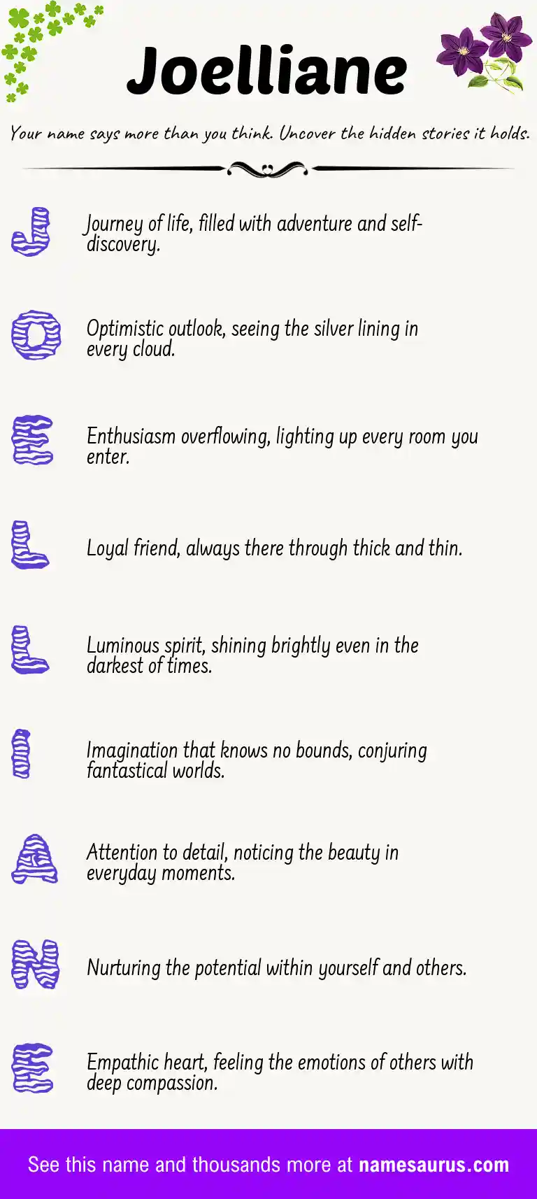 Acrostic poem about Joelliane.