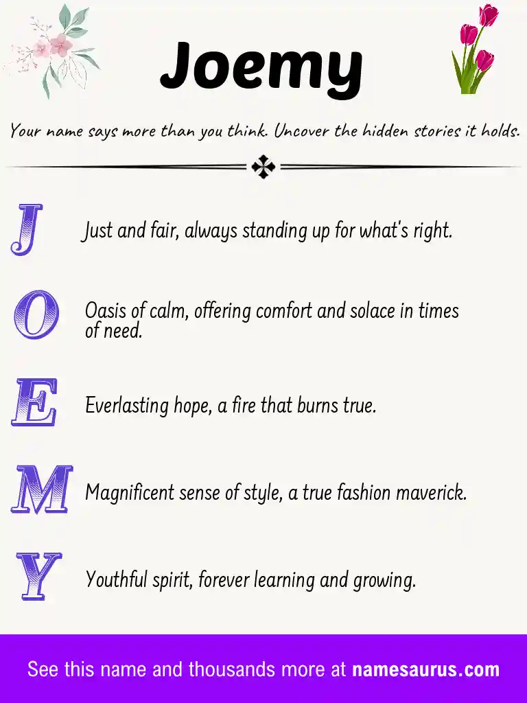 Acrostic poem about Joemy.