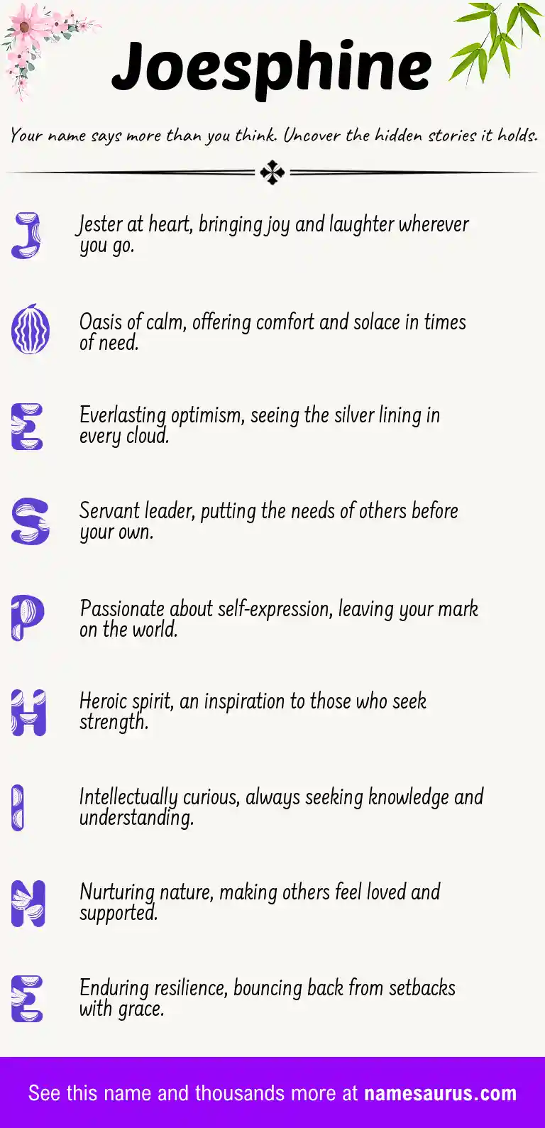 Acrostic poem about Joesphine.
