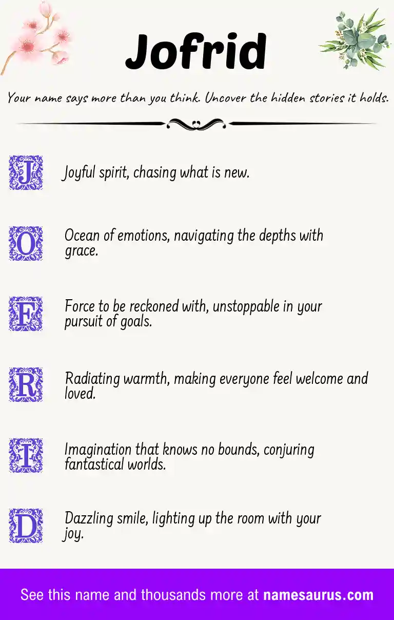 Acrostic poem about Jofrid.