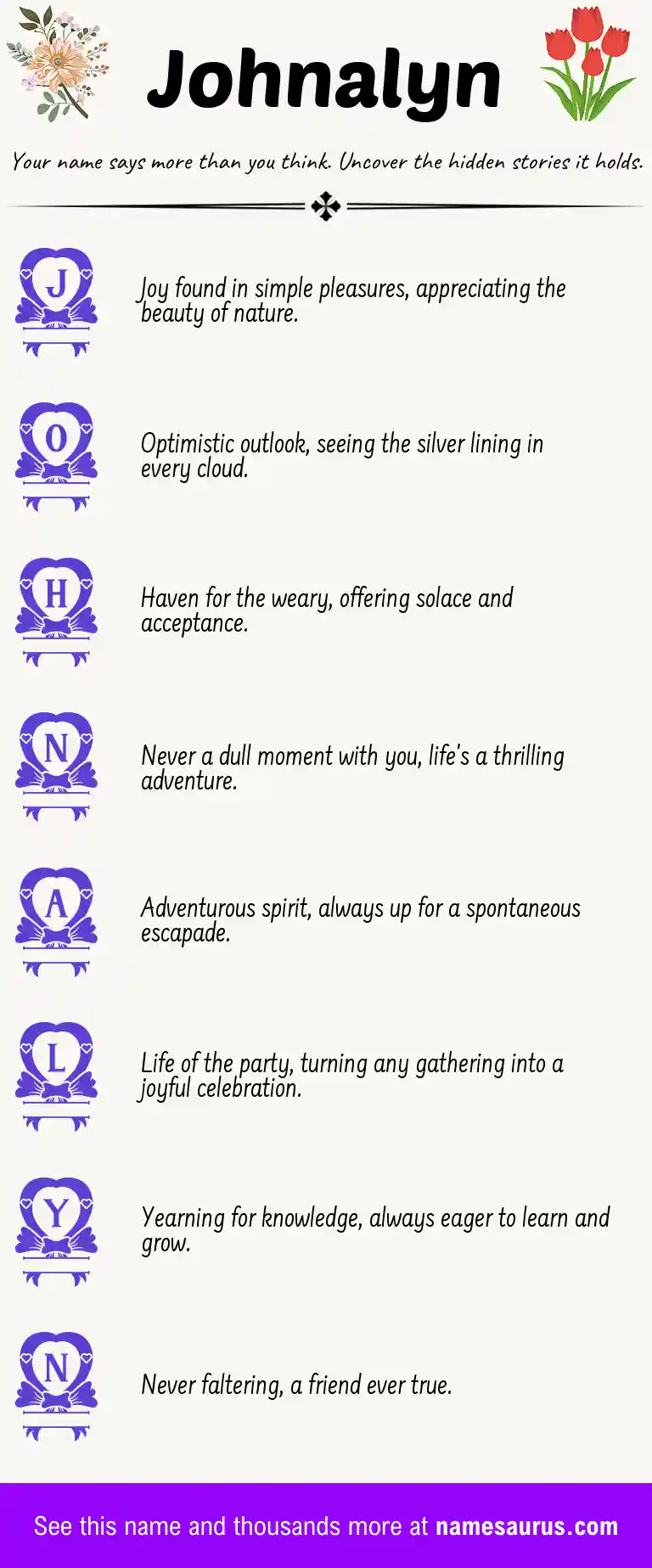 Acrostic poem about Johnalyn.