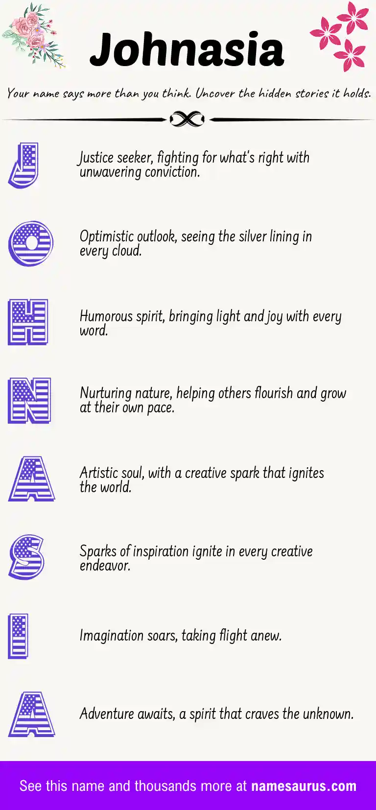 Acrostic poem about Johnasia.