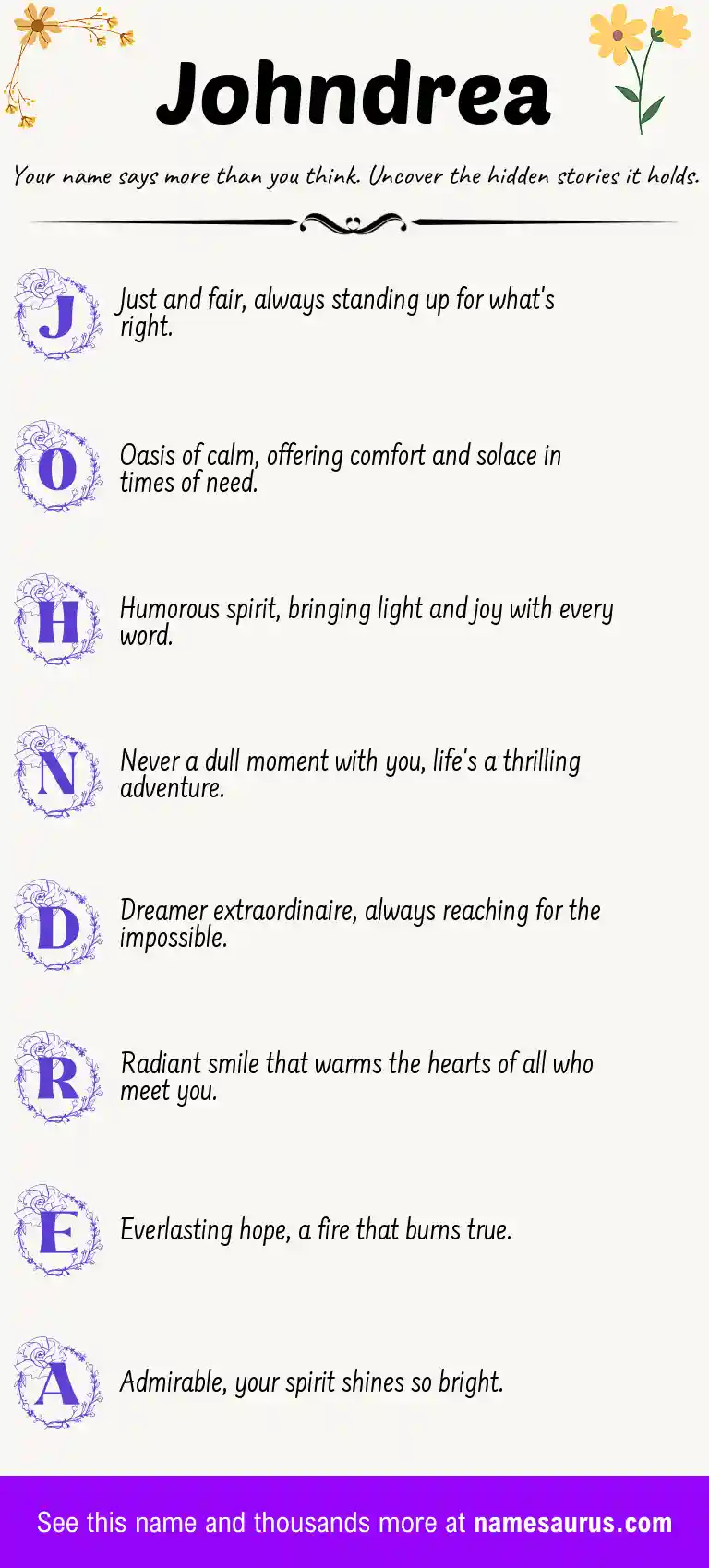 Acrostic poem about Johndrea.
