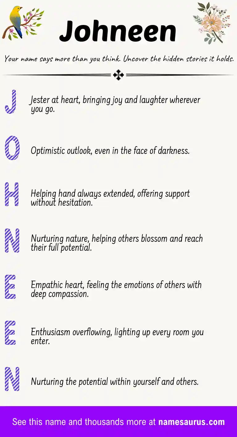Acrostic poem about Johneen.