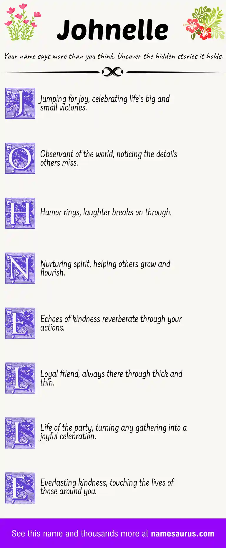 Acrostic poem about Johnelle.