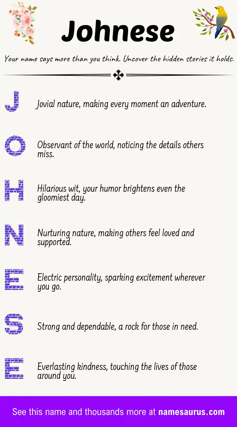 Acrostic poem about Johnese.