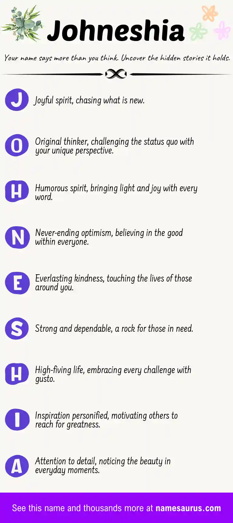 Acrostic poem about Johneshia.