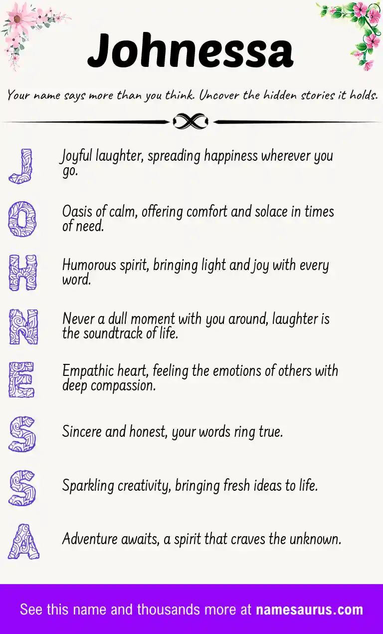 Acrostic poem about Johnessa.