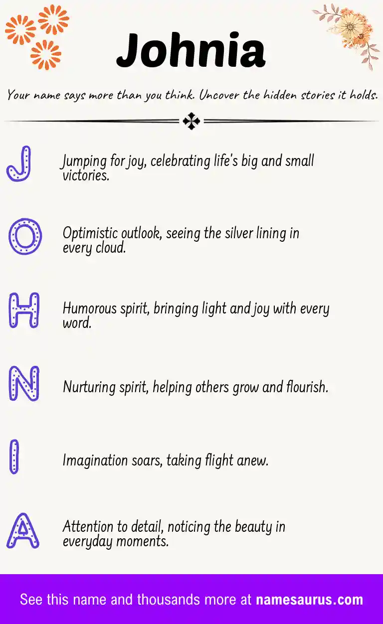 Acrostic poem about Johnia.