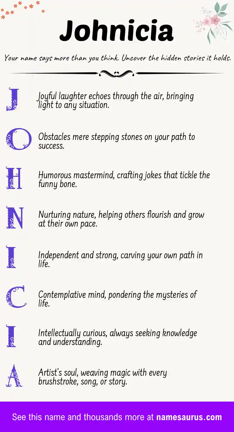 Acrostic poem about Johnicia.