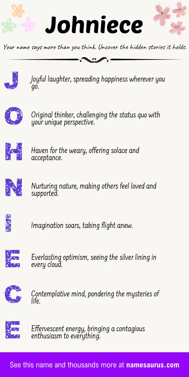 Acrostic poem about Johniece.