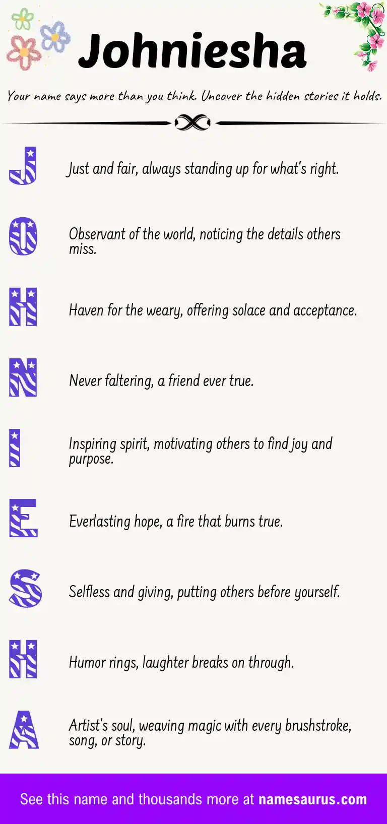 Acrostic poem about Johniesha.
